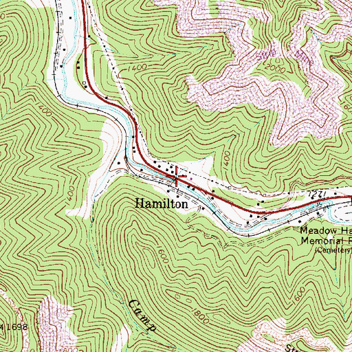 Topographic Map of Hamilton, WV