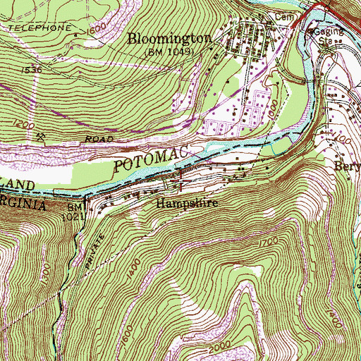 Topographic Map of Hampshire, WV