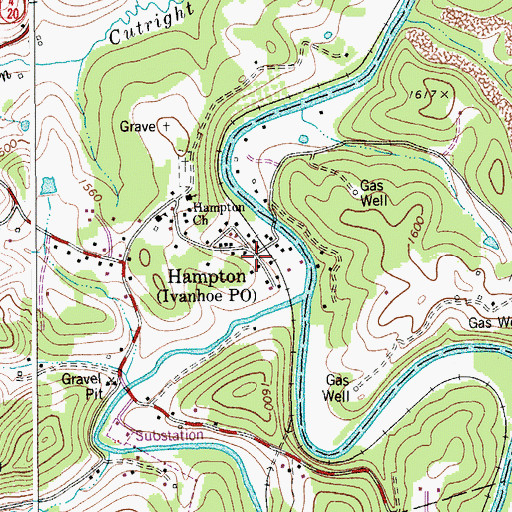 Topographic Map of Hampton, WV