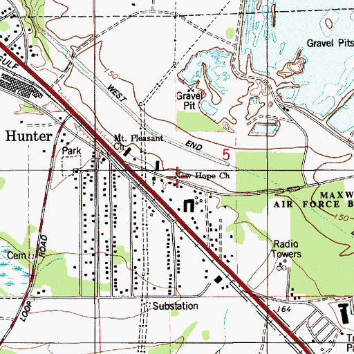 Topographic Map of New Hope Baptist Church, AL