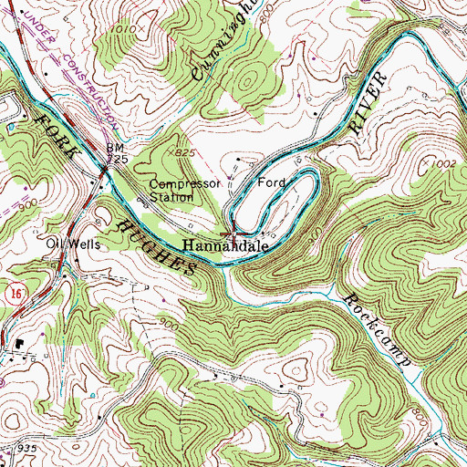 Topographic Map of Hannahdale, WV