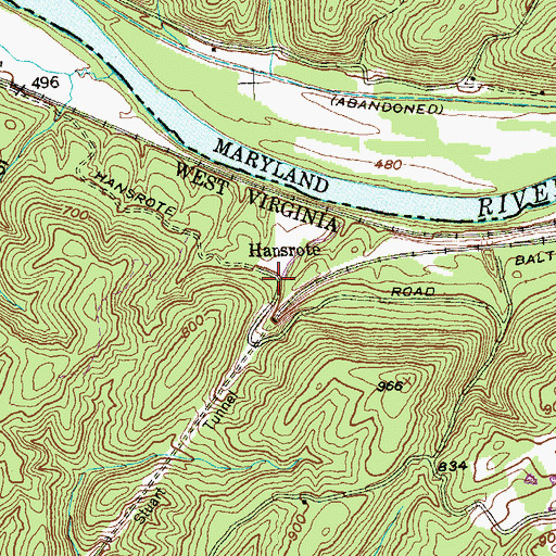 Topographic Map of Hansrote, WV