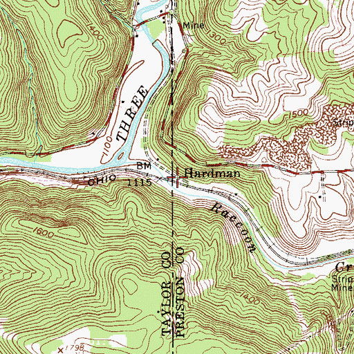 Topographic Map of Hardman, WV