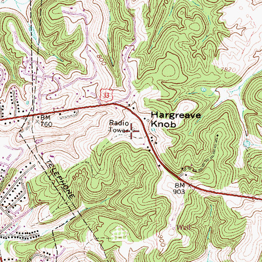 Topographic Map of Hargreave Knob, WV