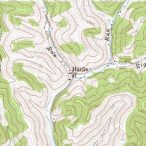 Topographic Map of Harlin, WV