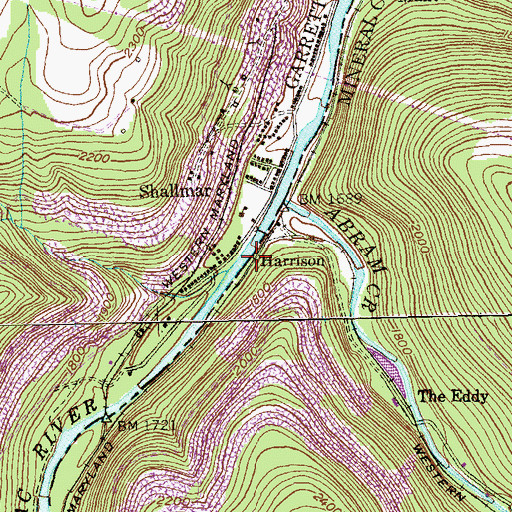 Topographic Map of Harrison, WV