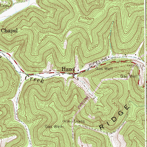 Topographic Map of Hazel, WV