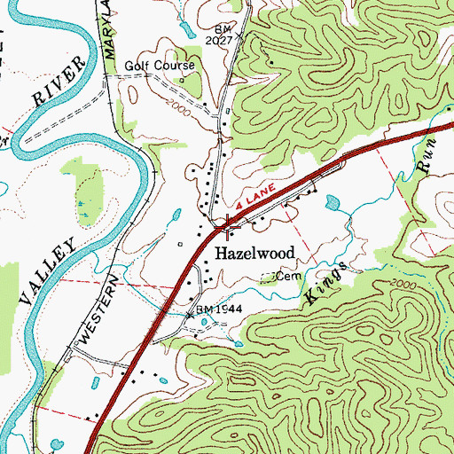 Topographic Map of Hazelwood, WV