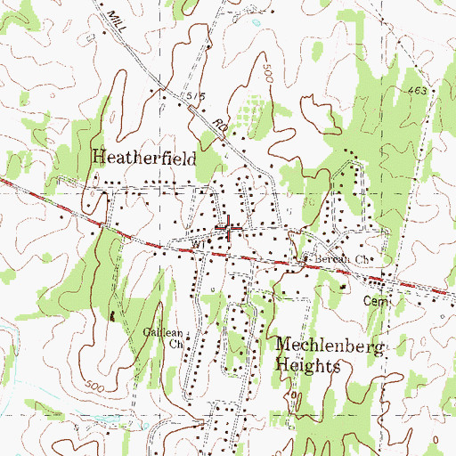 Topographic Map of Heatherfield, WV
