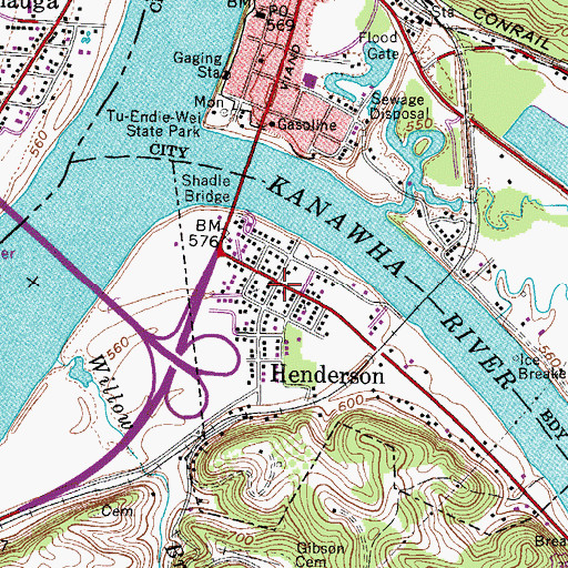 Topographic Map of Henderson, WV
