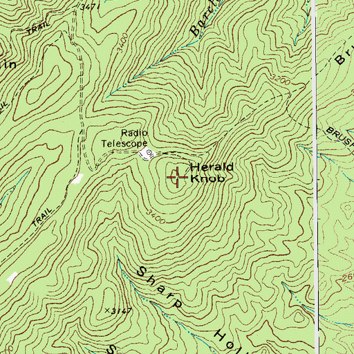 Topographic Map of Herald Knob, WV