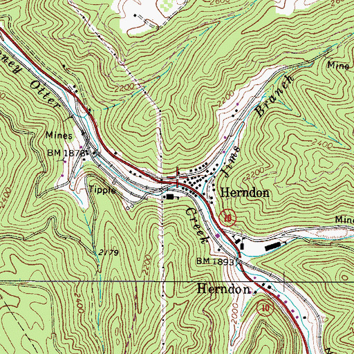 Topographic Map of Herndon, WV