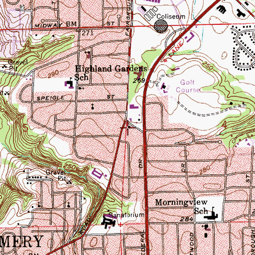 Topographic Map of Saint Luke United Methodist Church, AL