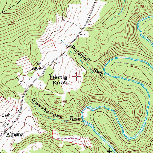 Topographic Map of Hertig Knob, WV