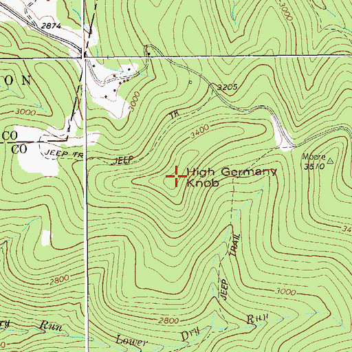 Topographic Map of High Germany Knob, WV