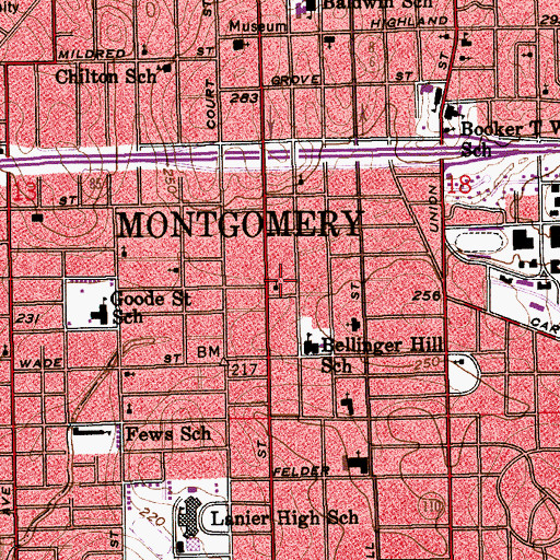Topographic Map of Saint Marks United Methodist Church, AL