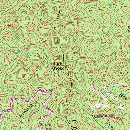 Topographic Map of High Knob, WV