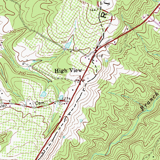 Topographic Map of High View, WV