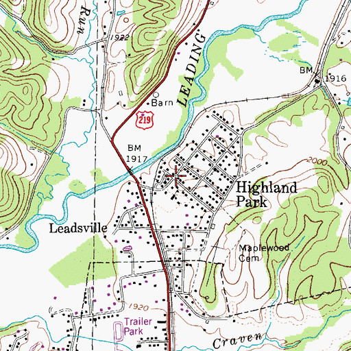 Topographic Map of Highland Park, WV