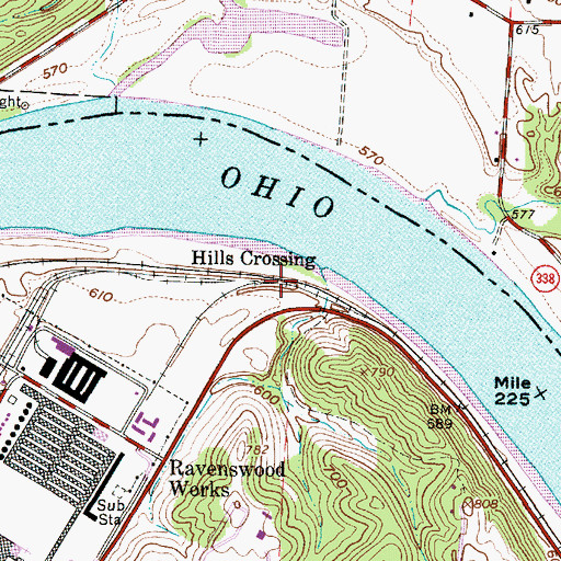 Topographic Map of Hills Crossing, WV