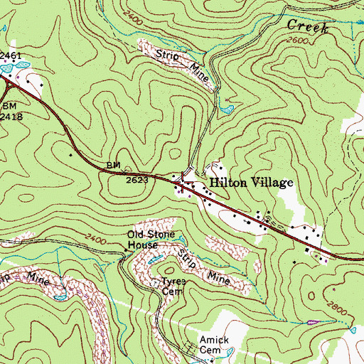 Topographic Map of Hilton Village, WV