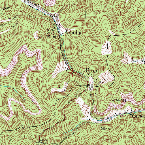 Topographic Map of Hitop, WV