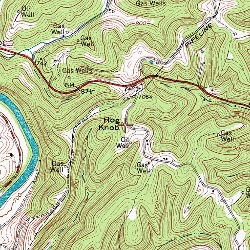 Topographic Map of Hog Knob, WV