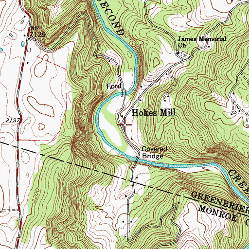 Topographic Map of Hokes Mill, WV