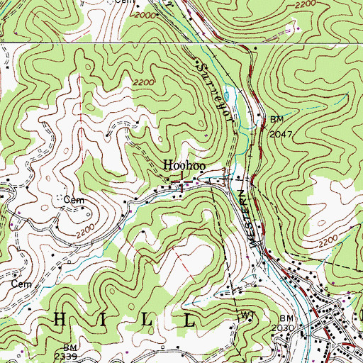 Topographic Map of Hoohoo, WV
