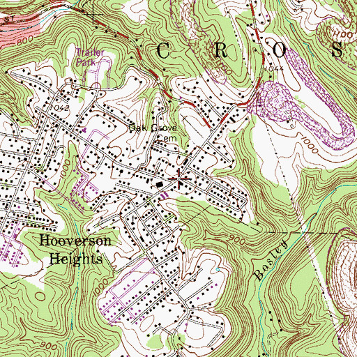 Topographic Map of Hooverson Heights, WV