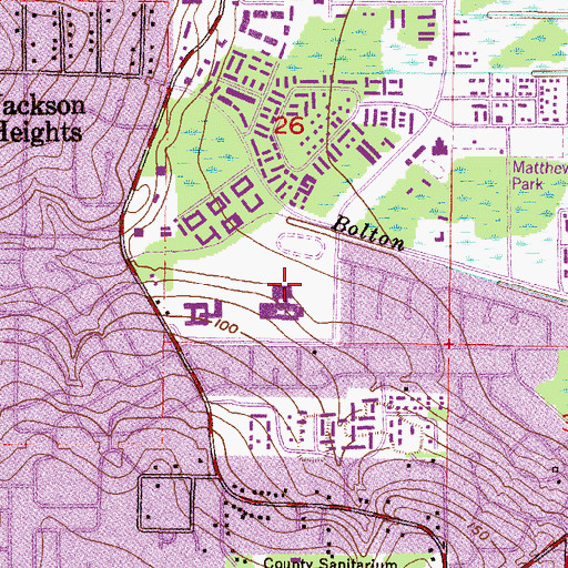 Topographic Map of Azalea Middle School, AL