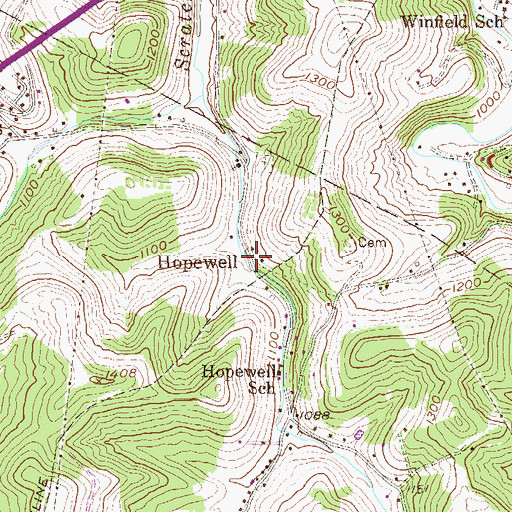 Topographic Map of Hopewell, WV