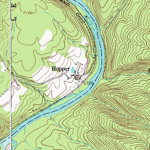 Topographic Map of Hopper, WV