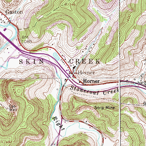 Topographic Map of Horner, WV