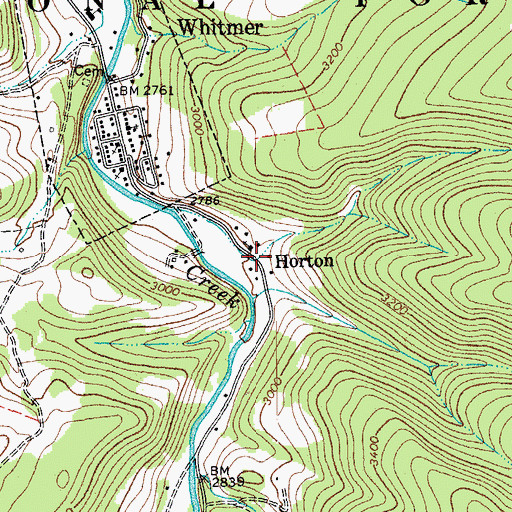 Topographic Map of Horton, WV