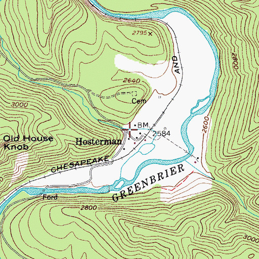 Topographic Map of Hosterman, WV