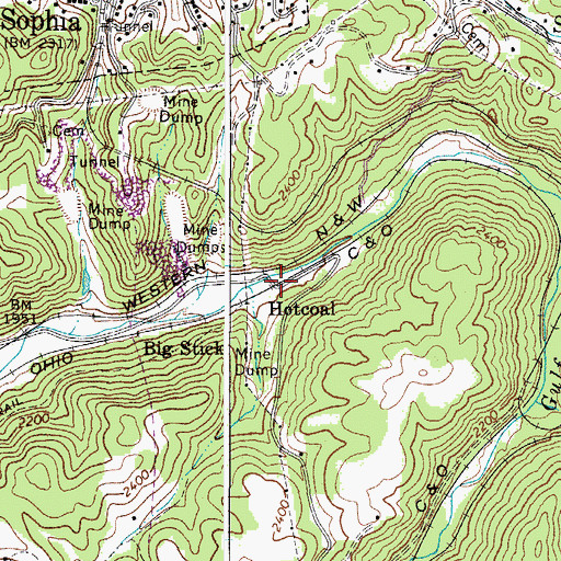 Topographic Map of Hotcoal, WV