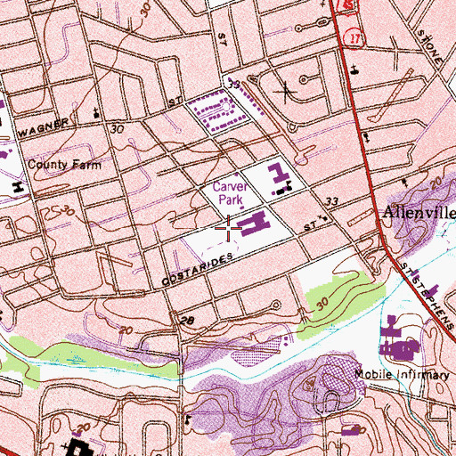 Topographic Map of Booker T Washington Middle School, AL
