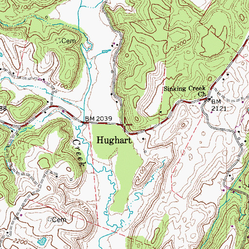 Topographic Map of Hughart, WV