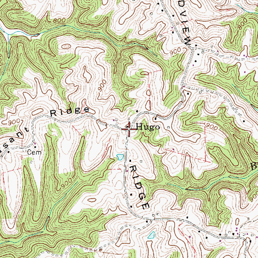 Topographic Map of Hugo, WV