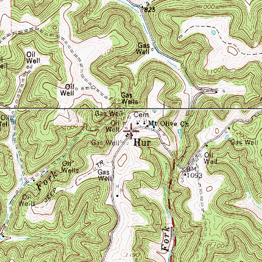 Topographic Map of Hur, WV