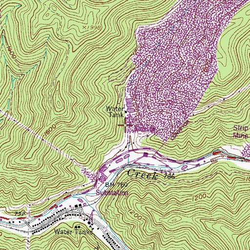 Topographic Map of Hutchinson, WV