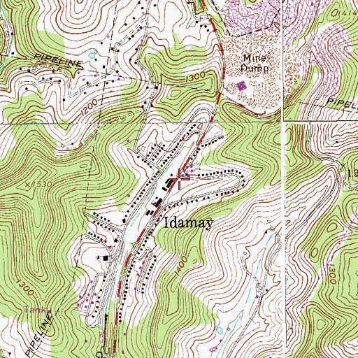 Topographic Map of Idamay, WV