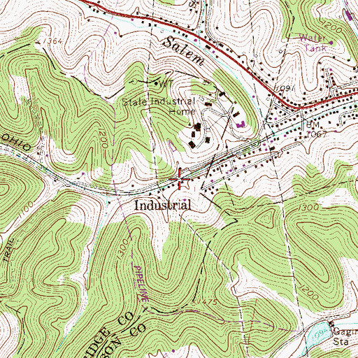 Topographic Map of Industrial, WV