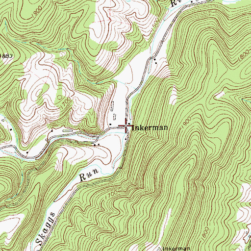 Topographic Map of Inkerman, WV