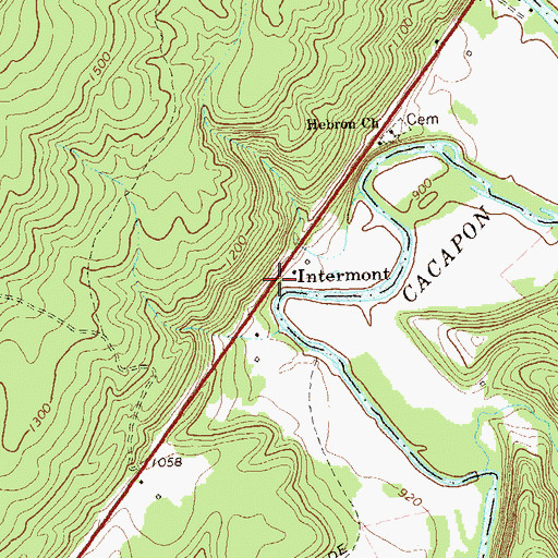 Topographic Map of Intermont, WV