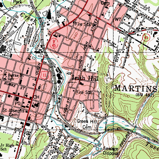 Topographic Map of Irish Hill, WV