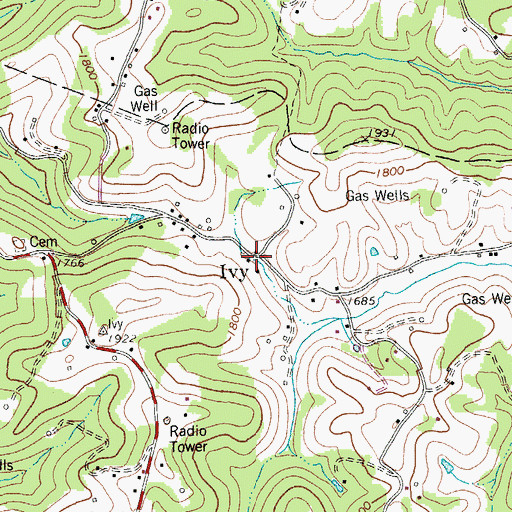 Topographic Map of Ivy, WV