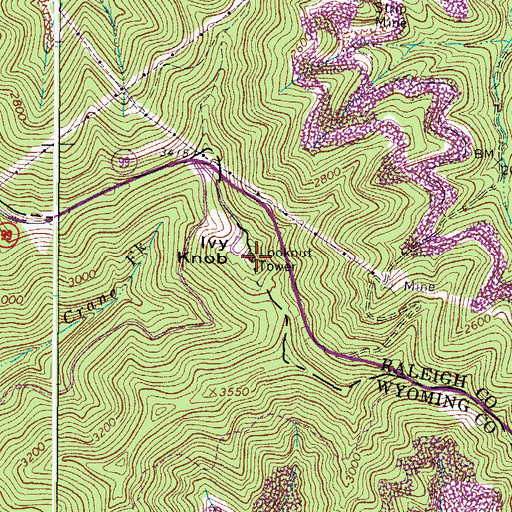 Topographic Map of Ivy Knob, WV