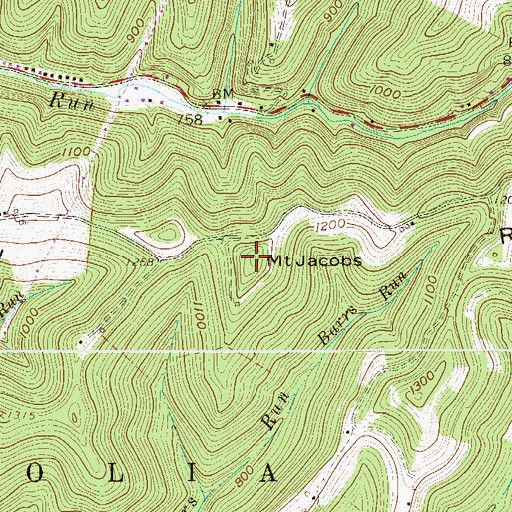 Topographic Map of Mount Jacobs, WV